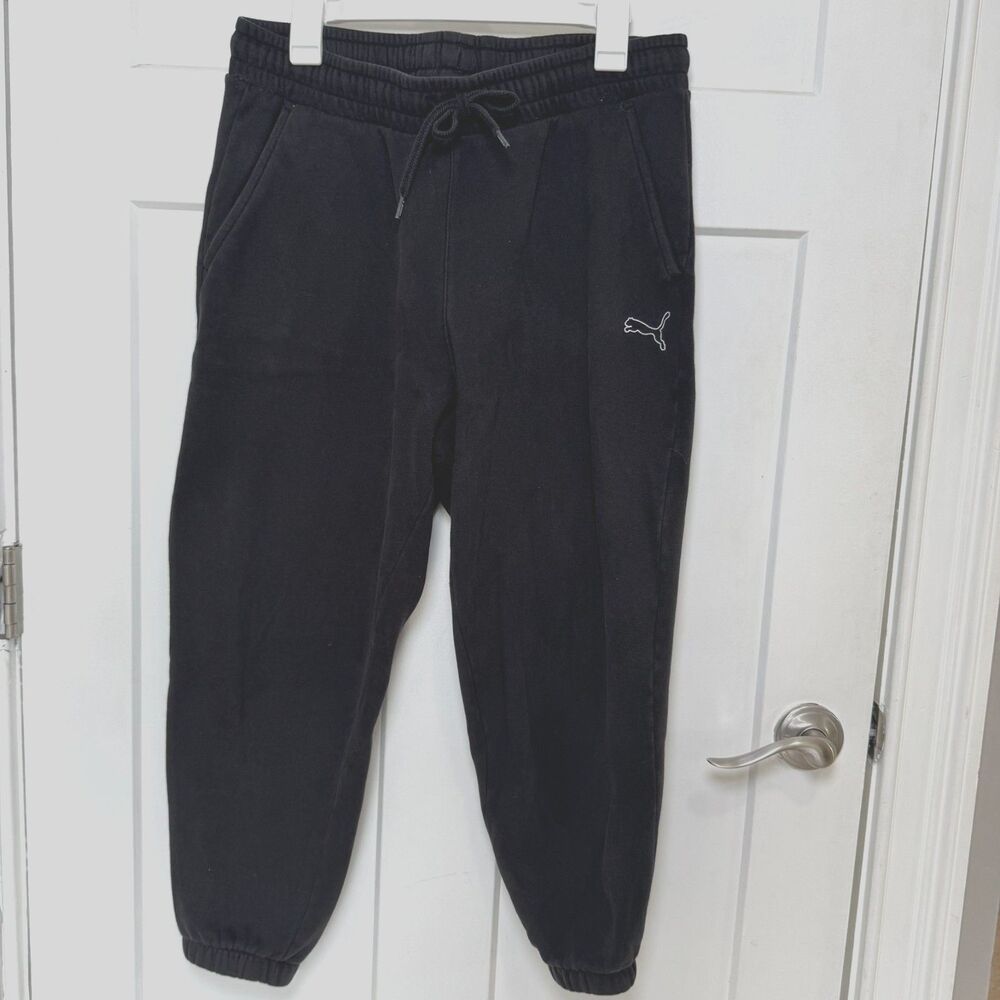 PUMA Women’s Large Black Jogger Pants Elastic Waist Drawstring Casual Athletic